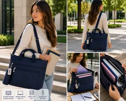 סט Tote & Pouch כחול