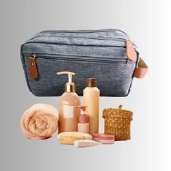 תיק רחצה איפור בד אפור