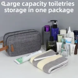 תיק רחצה איפור בד אפור