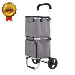 תיק לקניות צידנית עם 2 תאים על גלגלים