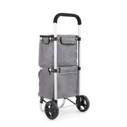 תיק לקניות צידנית עם 2 תאים על גלגלים