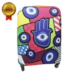 כיסוי למזוודה מידות גדול בינוני וקטן 28 24 20 בצבעים אופנתיים עם הדפסים במראה חמסה)