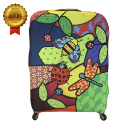 כיסוי למזוודה מידות גדול בינוני וקטן 28 24 20 בצבעים אופנתיים עם הדפסים במראה טבעי פרפרים ופרחים